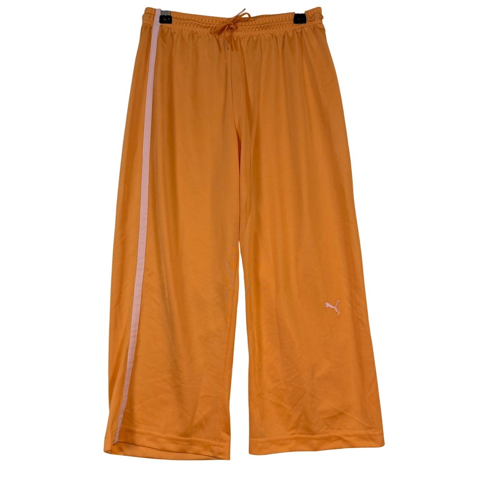 Puma‎ Womens Orange Pink Side Stripe Wide Leg Track Pants Capri Size XS Y2K Neon
